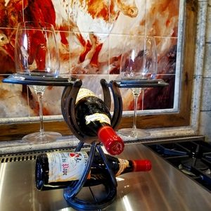 Horseshoe Wine and Glass Rack